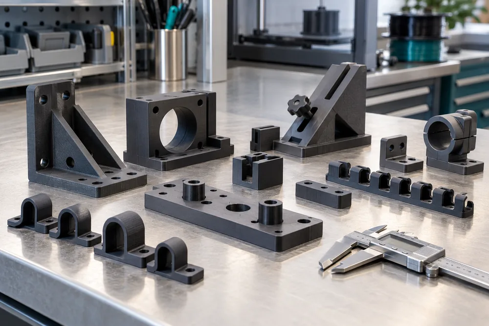 Suportes, gabaritos e componentes funcionais impressos em 3D