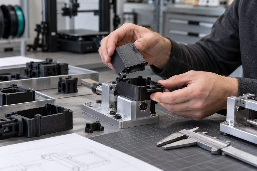 Teste de encaixe de protótipo funcional impresso em 3D
