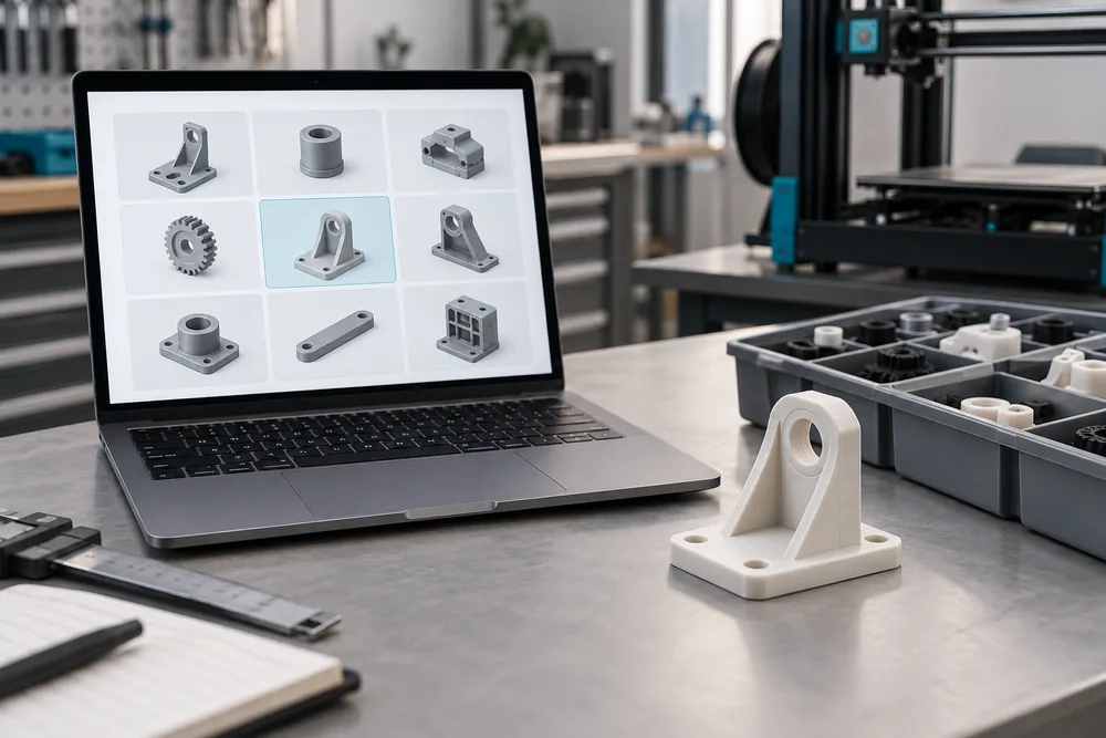 Biblioteca digital de modelos CAD e peça física para reposição sob demanda